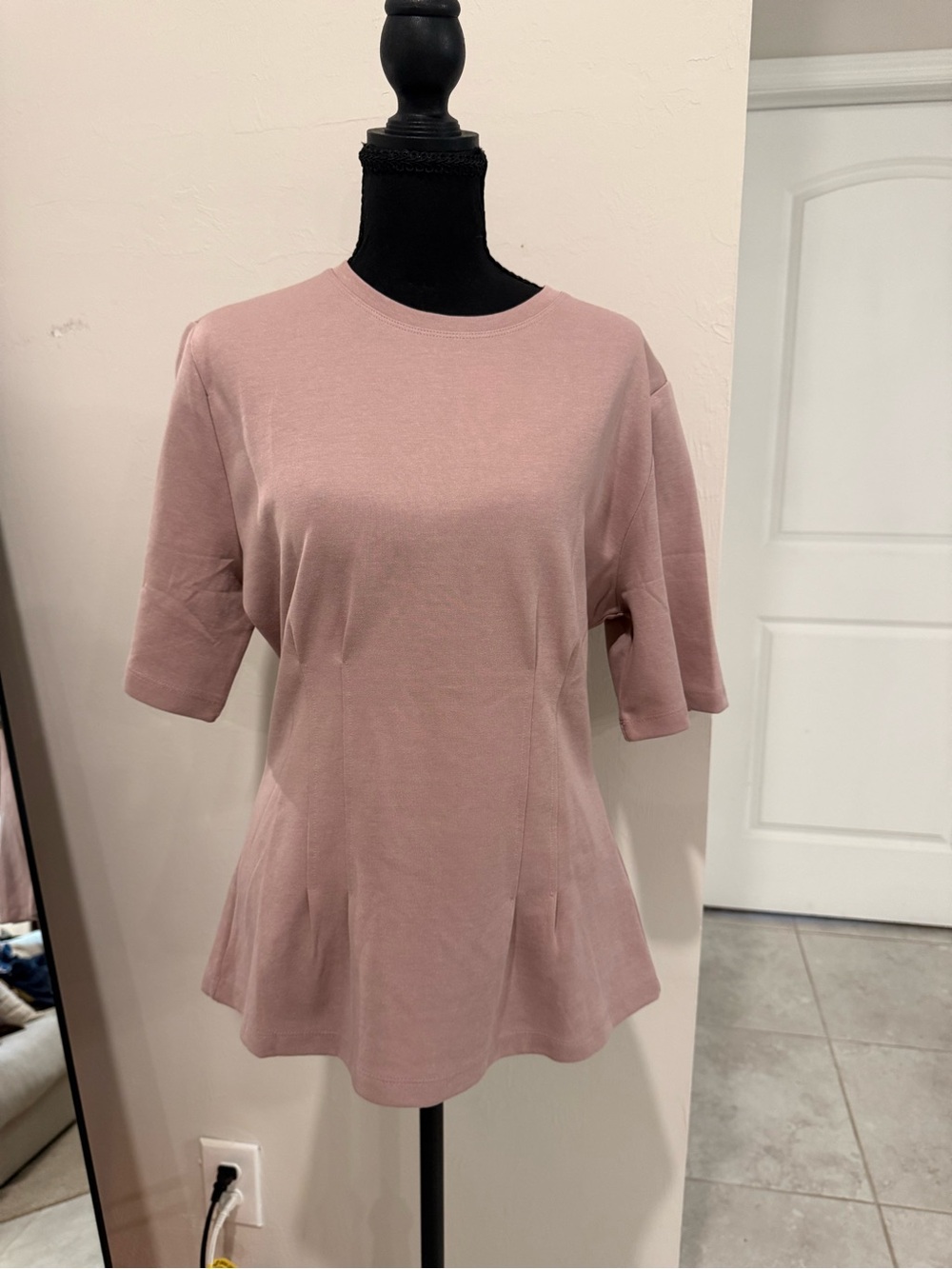 H&M Mauve Short Sleeve Peplum Tee